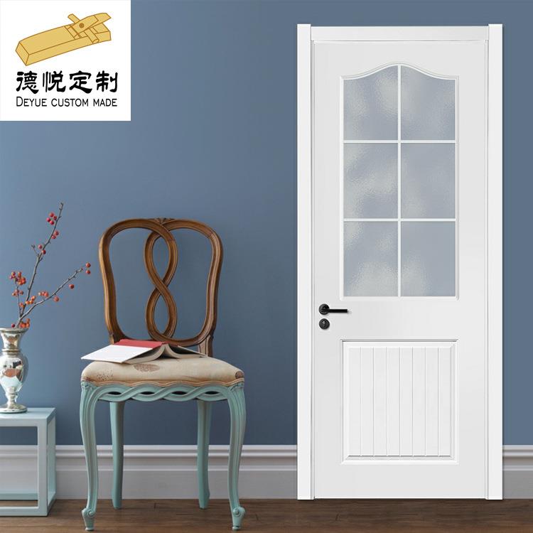 Factory direct sales bathroom wooden door white simple kitchen glass door solid wood paint set door
