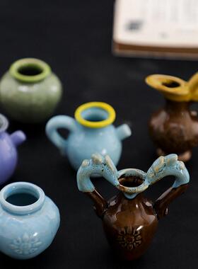 新款直销创意迷你花摆件装饰复古怀旧桌茶玩旅游景点唐三彩小花器