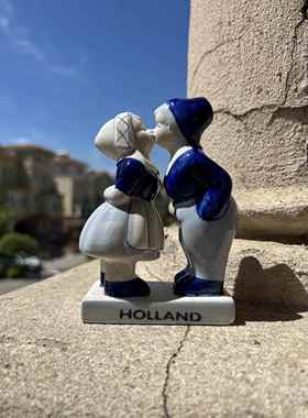 外贸荷兰代尔夫特蓝白陶瓷房子摆件蓝彩首饰盒风车装饰品都有微瑕