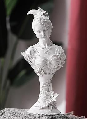 欧式轻奢风现代花瓶少女树脂家具摆件 人物雕像 书房玄关客厅摆件