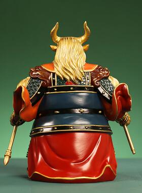 直销新款新中式牛魔王彩绘铜摆件家居客厅玄关酒柜摆设办公室生肖