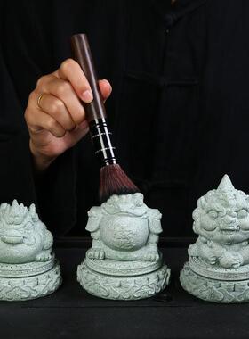招财大将军会旋转青砂石金蟾茶宠新款创意办公室茶桌摆件跨境