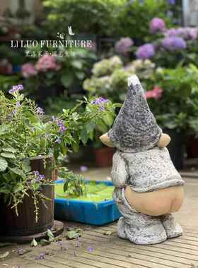 高档搞怪人物小男孩户外园坪装草别墅庭院花农场园艺精灵人物摆饰
