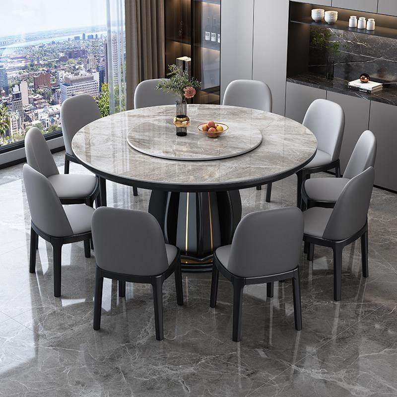 实木高端岩板餐桌椅组合家用小户型圆形现代简约带转盘吃饭桌子,淘宝优惠券,粉丝福利购,淘宝优惠卷