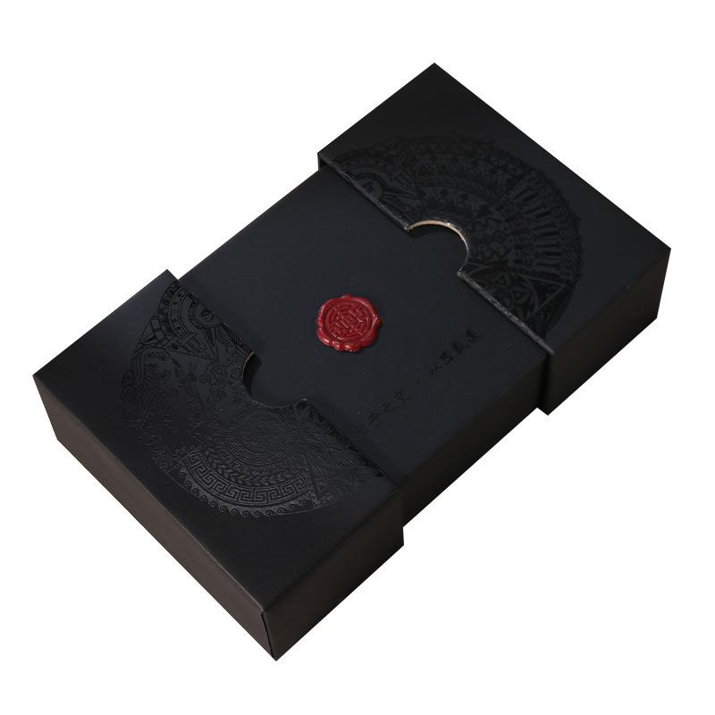 Creative black antique pattern UV double-open box Wenhua bracelet ear ring jewelry packaging gift storage box