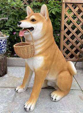 户外庭院装饰动物雕塑柴犬模型门口看门狗落地摆设仿真秋田犬摆件