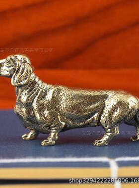 黄铜腊肠狗小摆件家居办公室桌面小摆件茶宠生肖狗黄铜工艺品