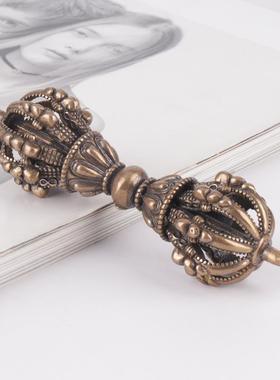 仿古纯铜九股金刚降魔杵西藏密宗宝杵法杖随身手把件地摊铜器