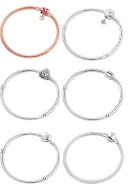 Bracelet Sterling Silver 925 Original 16-21CM Heart Round
