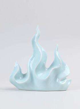 新款红室色火性火焰陶瓷摆装件招财办公玄关属家居饰品工艺品乔迁