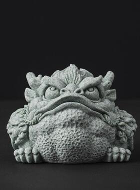 青砂石三足金蟾招财摆件金蝉动物茶宠茶桌桌面茶室造景工艺品装饰