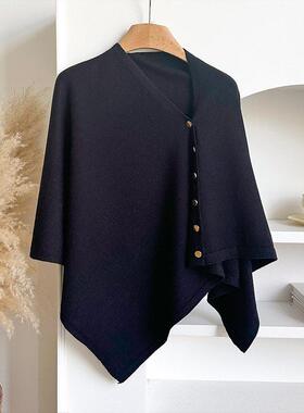 Women'S Versatile Knitted Scarf Poncho Sweater, Trendy
