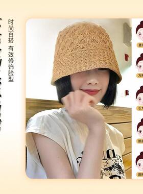 带头发的女士帽子帽子一体式假发渔夫帽假发可拆卸短直发内扣卷帽