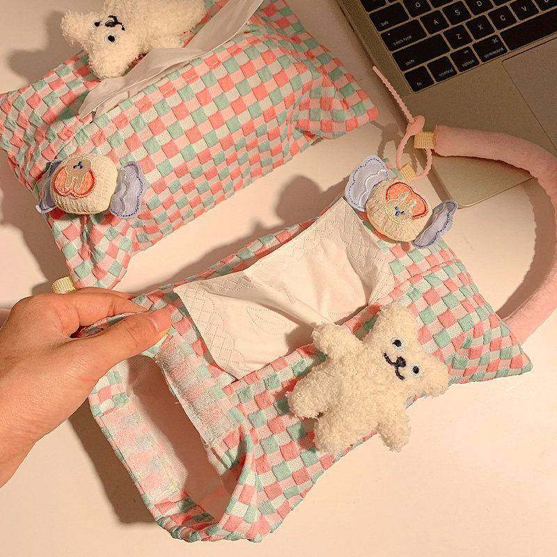 车载纸巾盒中控台韩系奶油风布艺抽纸盒挂式可爱车载椅背收纳袋汽,淘宝优惠券,粉丝福利购,淘宝优惠卷