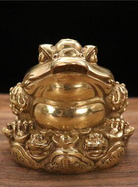 纯铜黄铜新款上市简约现代金蟾摆件家居客厅玻璃罩店铺开业礼品