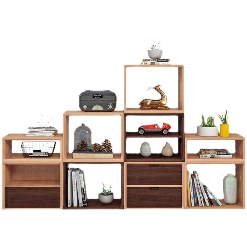 实木书柜柜组合格子柜落地书架方格抽屉柜矮柜定制木柜卧室床头柜,淘宝优惠券,粉丝福利购,淘宝优惠卷