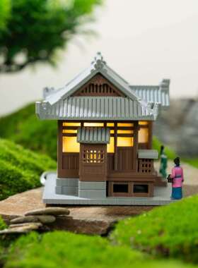 微景观建筑模型带灯成品建筑模型造景桌面摆件微景观造景迷你成品