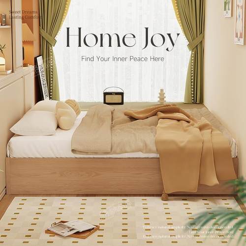 榻榻米落地床新型无床头总长1米9长的实木带储物空间儿童定制高箱 - 图1