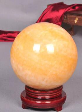天然黄玉风水球摆件厨房家招财旺事业家居装饰品水晶球客厅办公室