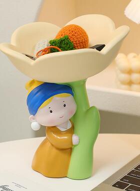 郁金香珍珠女孩树脂玄关收纳摆件居家装饰新居乔迁礼物品桌面摆件