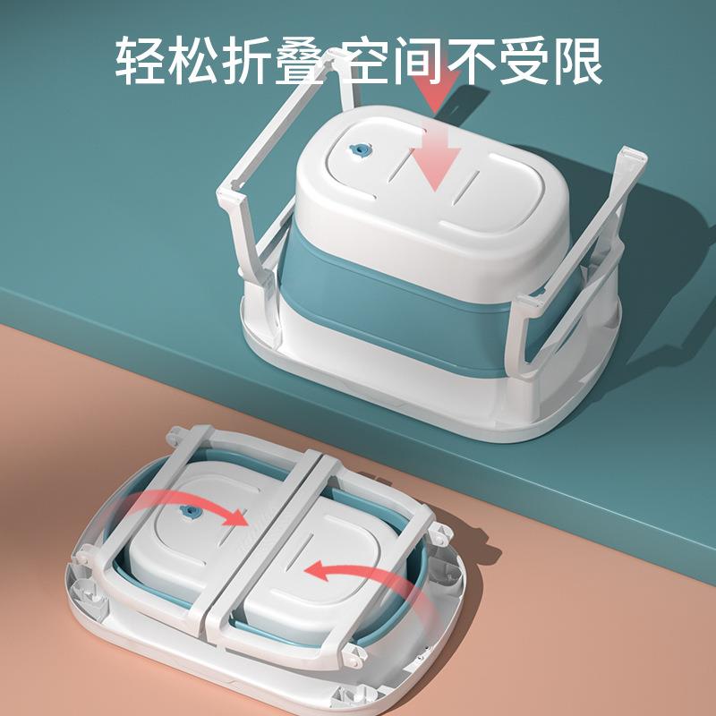 婴儿洗澡盆儿童洗澡桶宝宝沐浴桶家用大号折叠坐躺小孩泡澡游泳桶 - 图1