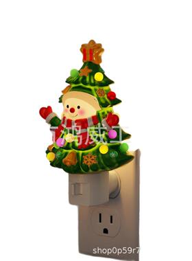 跨境新款Christmas Tree & Snowman Night圣诞树雪人规家居插座圣