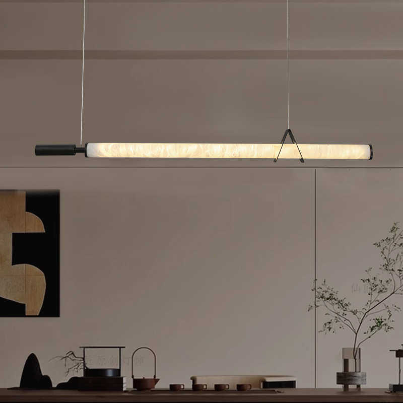 2024新款客厅餐厅云石吊灯现代简约吧台一字灯书房茶室长条灯具,淘宝优惠券,粉丝福利购,淘宝优惠卷