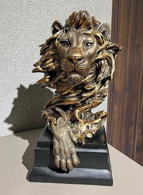 酒柜摆件客厅2025新款欧式狮子头家居客厅树脂工艺品办公室桌面酒