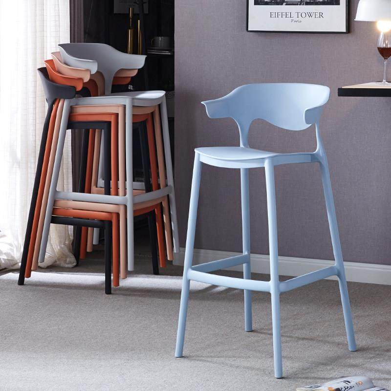 北欧简约吧椅现代极简塑料靠背吧台椅家用可叠放设计师创意高脚凳,淘宝优惠券,粉丝福利购,淘宝优惠卷