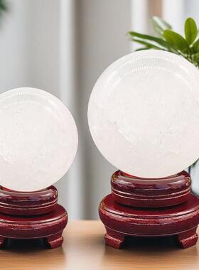 天然白水晶球摆件白水晶原石打磨家居办公开业送礼风水球东海水晶