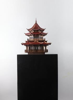 新中式古建筑八角凉亭艺术品雕塑台客厅书房办公桌软装饰品摆件