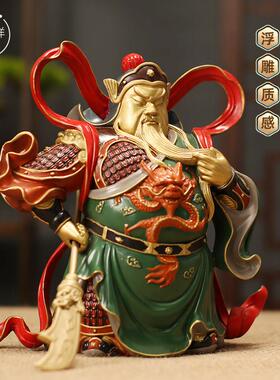 黄铜伽蓝菩萨左右佛像摆件护发关公韦陀像财神关公关二爷客厅玄关