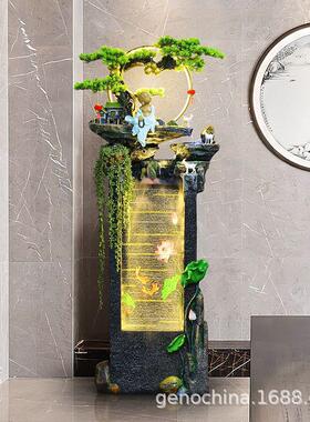 新中式瀑布流水喷泉年年有鱼景观装饰店铺办公室客厅招财摆件-5