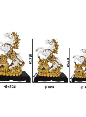 树脂生肖马摆件立马发财钱袋马聚宝盆马办公室客厅居家桌面装饰品