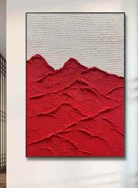 客厅满山红抽象装饰画玄关过道厚肌理油画办公室背景墙画开店挂画