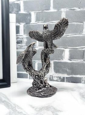 跨境美式创意老鹰工艺品动物桌面摆件电视柜摆设家居酒柜书架装饰