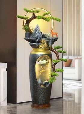 新中式假山流水喷泉客厅电视柜落地花瓶摆件循环水办公室景观装饰