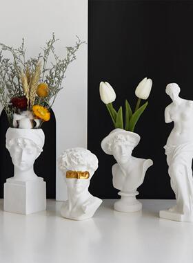 ins北欧风彷石膏人物雕塑雕像客厅柜玄关桌办公室书房装饰品摆件