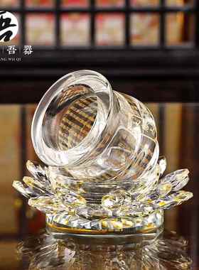 水晶莲花圣水杯大悲水供佛杯佛前供杯大悲咒供水杯佛堂佛具用品