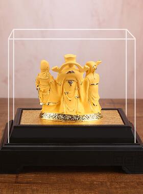 绒沙金福禄寿星公摆件祝寿礼物寿桃镀金摆件客厅书房庭院装饰品