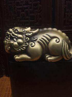 全黄铜貔貅一对手把物件挂饰随身盘玩招财文玩皮丘车载饰礼品瑞兽