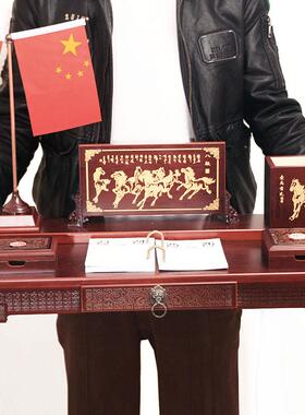 新款办公室摆件桌装饰招财老桌板高档文台地仪创意笔筒送面领导礼