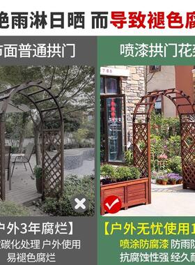 拱门花架爬藤防腐木室外庭院花园装饰门栅栏围栏网格户外葡萄架