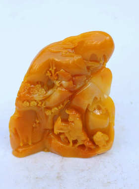 仿玉石山水人物寿山石仿田黄石小摆件 骑马厂家直销玉器摆件