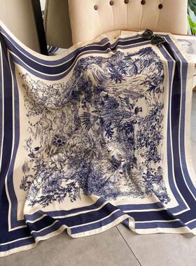 1pcs 70cm Plant-printed Silk Scarf Women Simulated Silk Eleg
