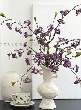 中古风高级感紫色鸢尾仿真花摆件客厅餐桌插花花器酒店样品间新品