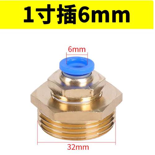 PC8-06-1寸气管接头20快速一寸6分16mm快插PU管10 12带螺纹PC直通 - 图2