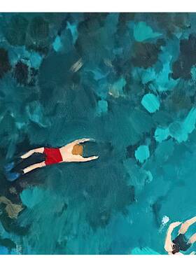 【捡漏合集】Nina Brooke覆刻艺术版画 画蓝绿色大海景游泳装饰画