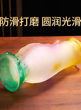 佛前供奉琉璃花瓶 观音摆件净水瓶 新中式桌面摆件 客厅礼佛插花