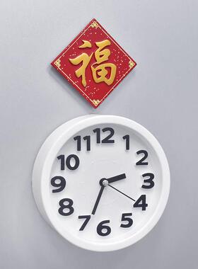 创意电子时钟圆新款闹钟红色平安时尚个性儿童冰箱贴钟表磁铁包邮